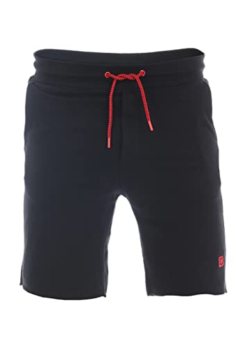 riverso Herren Sweat Short RIVMax Kurze Sweatshorts Bermuda Sommer Sport Shorts Baumwolle Schwarz S, Größe:S, Farbe:Black - Red von riverso