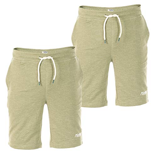 riverso Herren Sweat Short RIVMike 2er Pack Kurze Sweatshorts Bermuda Sommer Sport Shorts Baumwolle Schwarz Blau Rot Olive Grau S M L XL 2XL 3XL 4XL 5XL, Größe:XL, Farbe:Vintage Olive Melange (12300) von riverso