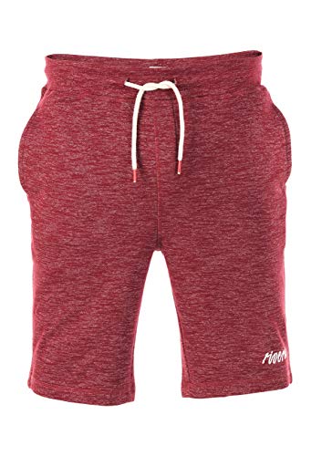 riverso Herren Sweat Short RIVMike Kurze Sweatshorts Bermuda Sommer Sport Shorts Baumwolle Schwarz Blau Rot Olive Grau S M L XL 2XL 3XL 4XL 5XL, Größe:S, Farbe:Burgundy Red Melange von riverso