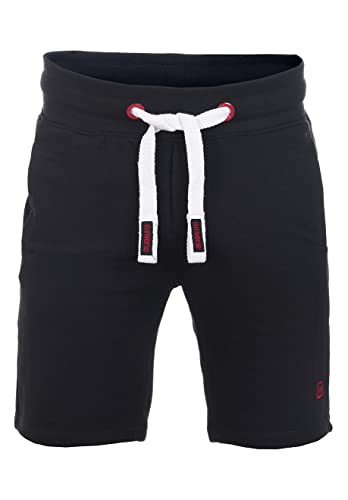 riverso Herren Sweat Short RIVMoritz Kurze Sweatshorts Bermuda Sommer Sport Shorts Baumwolle Schwarz L, Größe:L, Farbe:Black-Formula Red (64011) von riverso