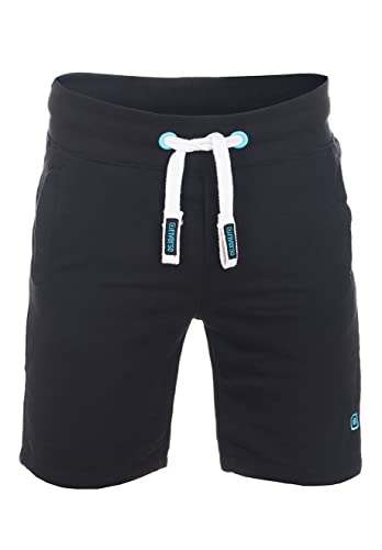 riverso Herren Sweat Short RIVMoritz Kurze Sweatshorts Bermuda Sommer Sport Shorts Baumwolle Schwarz L, Größe:L, Farbe:Black-Tropical Turquoise (64011) von riverso