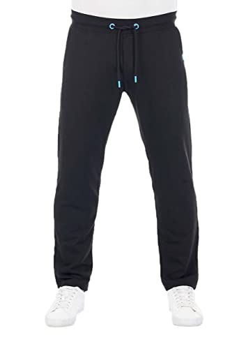 riverso Herren Sweathose RIVGuido Trainingshose Jogger Jogginghose Sporthose Freizeithose Regular Einfarbig Lang Taschen Baumwolle, Größe:3XL, Farbe:Black - Tropical Turquoise von riverso