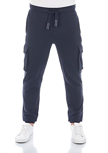 riverso Herren Sweathose RIVLars Trainingshose Cargo Jogger Jogginghose Sporthose Freizeithose Slim Einfarbig Baumwolle Blau L, Größe:L, Farbe:Navy (19400) von riverso