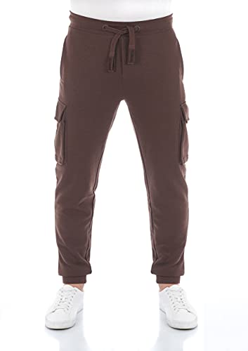 riverso Herren Sweathose RIVLars Trainingshose Cargo Jogger Jogginghose Sporthose Freizeithose Slim Einfarbig Baumwolle Braun 3XL, Größe:3XL, Farbe:Dark Brown (21400) von riverso