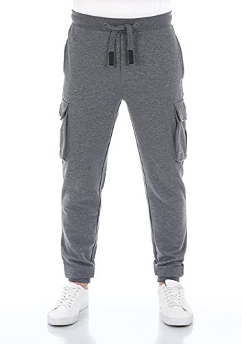 riverso Herren Sweathose RIVLars Trainingshose Cargo Jogger Jogginghose Sporthose Freizeithose Slim Einfarbig Baumwolle Grau M, Größe:M, Farbe:Grey Melange Standard 2 (23300) von riverso