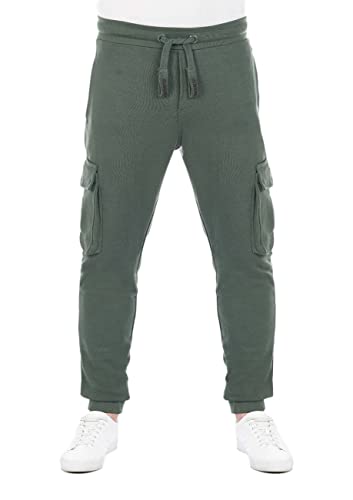 riverso Herren Sweathose RIVLars Trainingshose Cargo Jogger Jogginghose Sporthose Freizeithose Slim Einfarbig Baumwolle Grün M, Größe:M, Farbe:Cypress Green von riverso