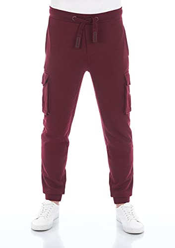 riverso Herren Sweathose RIVLars Trainingshose Cargo Jogger Jogginghose Sporthose Freizeithose Slim Einfarbig Baumwolle Rot 3XL, Größe:3XL, Farbe:Port Red (15400) von riverso