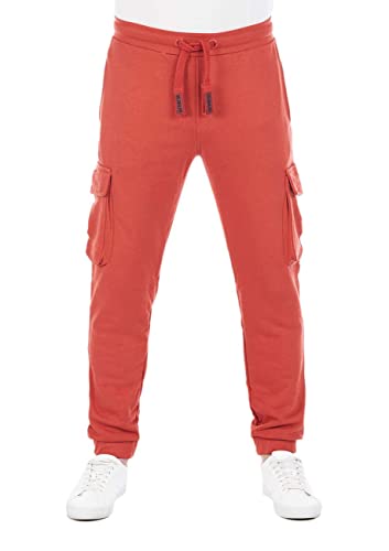 riverso Herren Sweathose RIVLars Trainingshose Cargo Jogger Jogginghose Sporthose Freizeithose Slim Einfarbig Baumwolle Rot L, Größe:L, Farbe:Rusty Ochre Red von riverso