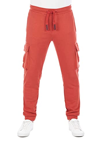 riverso Herren Sweathose RIVLars Trainingshose Cargo Jogger Jogginghose Sporthose Freizeithose Slim Einfarbig Baumwolle Rot XL, Größe:XL, Farbe:Rusty Ochre Red von riverso