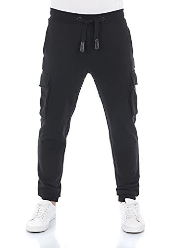 riverso Herren Sweathose RIVLars Trainingshose Cargo Jogger Jogginghose Sporthose Freizeithose Slim Einfarbig Baumwolle Schwarz S, Größe:S, Farbe:Black (24000) von riverso