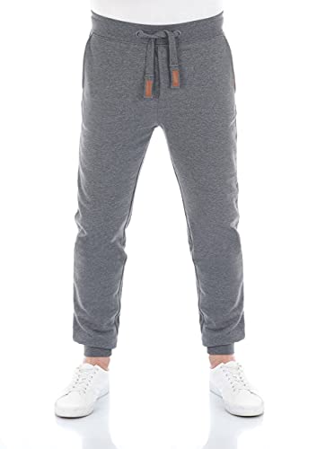 riverso Herren Sweathose RIVSven Trainingshose Jogger Jogginghose Sporthose Freizeithose Slim Einfarbig Baumwolle Grau 3XL, Größe:3XL, Farbe:Grey Melange (23300) von riverso