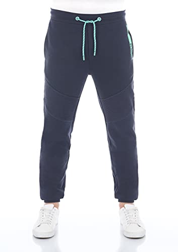 riverso Herren Sweathose RIVTill Trainingshose Biker Jogger Jogginghose Sporthose Freizeithose Slim Fit Einfarbig Baumwolle Blau S, Größe:S, Farbe:Dark Blue (19400) von riverso