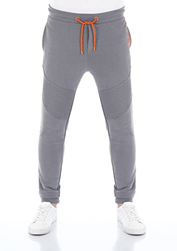 riverso Herren Sweathose RIVTill Trainingshose Biker Jogger Jogginghose Sporthose Freizeithose Slim Fit Einfarbig Baumwolle Grau 4XL, Größe:4XL, Farbe:Middle Grey (23300) von riverso