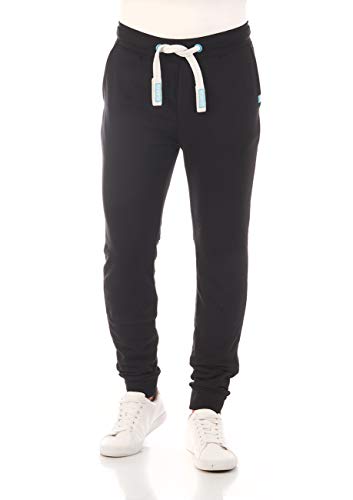 riverso Herren Sweathose RIVTim Trainingshose Jogger Jogginghose Sporthose Freizeithose Slim Einfarbig Baumwolle Schwarz 5XL, Größe:5XL, Farbe:Black-Tropical Turquoise (24000) von riverso