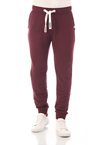 riverso Herren Sweathose RIVTim Trainingshose Jogger Jogginghose Sporthose Freizeithose Slim Einfarbig Baumwolle Rot L, Größe:L, Farbe:Port Red (15400) von riverso