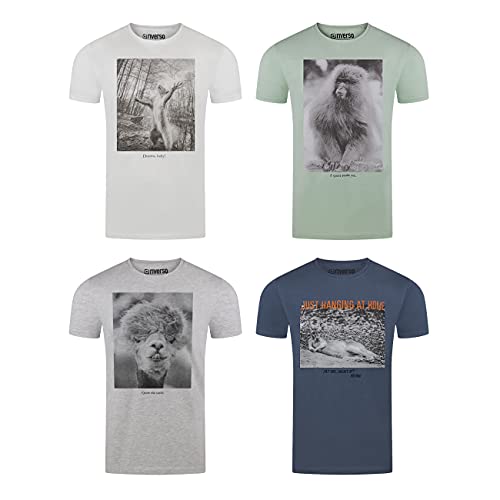 riverso Herren T-Shirt RIVFritz 4er Pack Fotodruck Rundhals Kurzarm Shirt Regular Baumwolle Tierdruck Blau Weiß Grau Grün 3XL, Größe:3XL, Farbe:Farbmix 1 riverso Herren T-Shirt RIVFritz 4er Pack Fotodruck Rundhals Kurzarm Shirt Regular Baumwolle Tierdruck Blau Weiß Grau Grün 3XL, Größe:3XL, Farbe:Farbmix 1 von riverso
