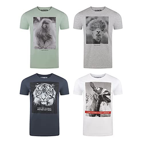 riverso Herren T-Shirt RIVFritz 4er Pack Fotodruck Rundhals Kurzarm Shirt Regular Baumwolle Tierdruck Blau Weiß Grau Grün 4XL, Größe:4XL, Farbe:Farbmix 5 riverso Herren T-Shirt RIVFritz 4er Pack Fotodruck Rundhals Kurzarm Shirt Regular Baumwolle Tierdruck Blau Weiß Grau Grün 4XL, Größe:4XL, Farbe:Farbmix 5 von riverso