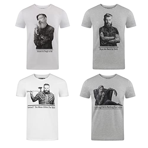 riverso Herren T-Shirt RIVHarald 4er Pack Fotodruck Rundhals Kurzarm Shirt Regular Baumwolle Print Fashion Weiß Grau 4XL, Größe:4XL, Farbe:Farbmix 4 riverso Herren T-Shirt RIVHarald 4er Pack Fotodruck Rundhals Kurzarm Shirt Regular Baumwolle Print Fashion Weiß Grau 4XL, Größe:4XL, Farbe:Farbmix 4 von riverso