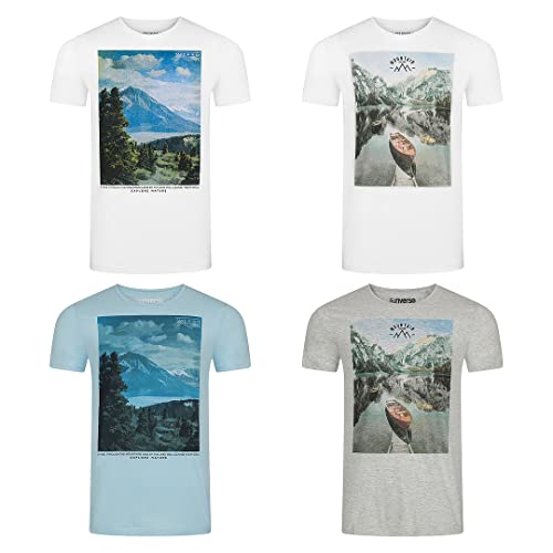 riverso Herren T-Shirt RIVLukas 4er Pack Rundhals Regular Fit Kurzarm Shirt Print Sommer Sport Baumwolle 4XL, Größe:4XL, Farbe:Farbmix 16 von riverso
