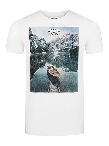 riverso Herren T-Shirt RIVLukas Fotodruck Rundhals O-Neck Kurzarm Shirt Regular Baumwolle Weiß M, Größe:M, Farbe:White (BJD) von riverso