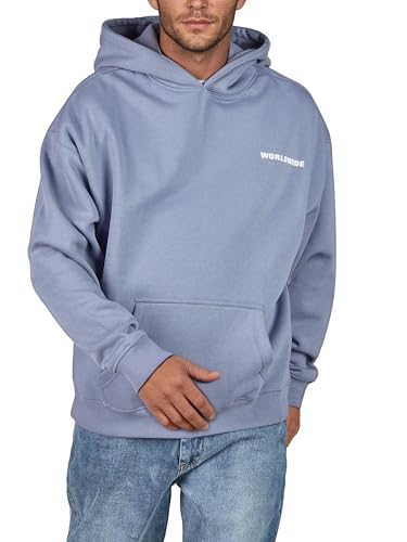 riverso Hoodie Herren Oversize mit Backprint RIVDave Kapuzenpullover Pullover, Größe:M, Farbe:Rainy Blue von riverso