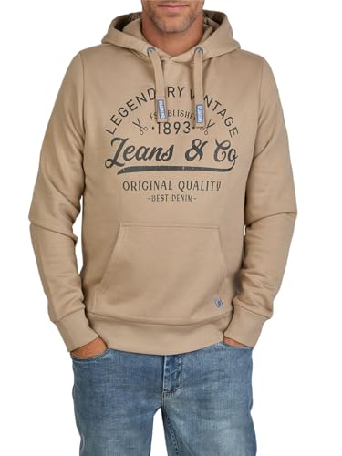 riverso Hoodie Herren Regular Fit RIVArmin Kapuzenpullover Pullover Print Beige XL, Größe:XL, Farbe:Cobblestone Beige von riverso