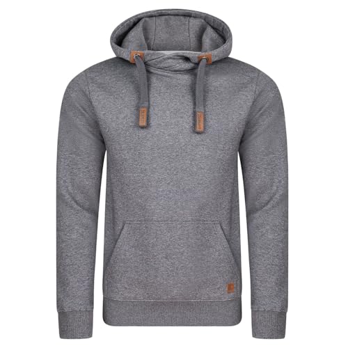 riverso Hoodie Herren Regular Fit RIVNiklas Kapuzenpullover Pullover Cross-Over-Kragen Grau M (M, Grey Melange Standard 2 (BJD)) von riverso