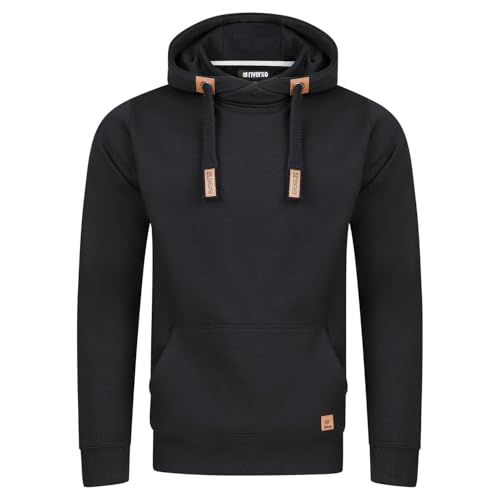 riverso Hoodie Herren Regular Fit RIVNiklas Kapuzenpullover Pullover Cross-Over-Kragen Schwarz 3XL (3XL, Black (BJD)) von riverso