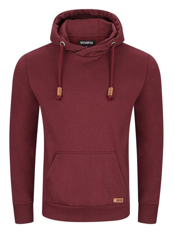 riverso Kapuzenpullover Herren Hoodie RIVJulian Regular Fit Longsleeve Sweatshirt mit Cross-Over-Kragen und Kängurutasche von riverso