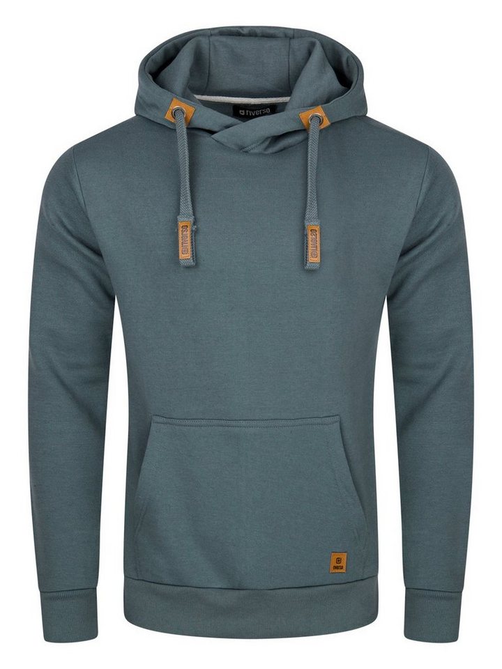 riverso Kapuzenpullover Herren Hoodie RIVNiklas Regular Fit Longsleeve Sweatshirt mit Cross-Over-Kragen und Kängurutasche von riverso