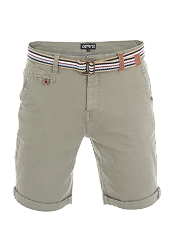 riverso Kurze Hosen Herren Chino Shorts Kurz mit Gürtel Regular Fit RIVKlaas Chinoshorts Bermuda Stretch, Größe:W 33, Farbe:Light Green (52200) von riverso