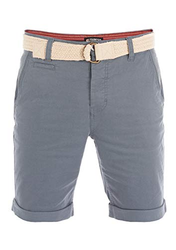 riverso Kurze Hosen Herren Sommer Chino Shorts mit Gürtel Regular Fit RIVHenry Bermuda Stretch, Größe:W 34, Farbe:Pigeon Blue (19300) von riverso