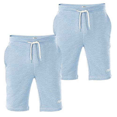 riverso Kurze Hosen Herren Sport mit Taschen Regular Fit RIVMike 2er Pack Set Sweat Short Bermuda Sweatshorts Sommer Hose, Größe:3XL, Farbe:Blue Melange (19000) von riverso