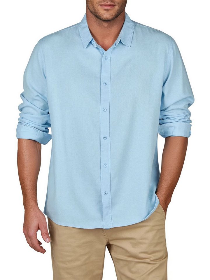 riverso Langarmhemd Herren Leinen Hemd RIVFabrizio Regular Fit (1-tlg) von riverso