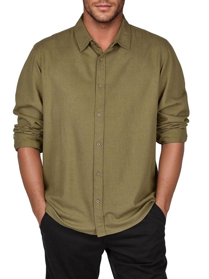 riverso Langarmhemd Herren Leinen Hemd RIVFabrizio Regular Fit (1-tlg) von riverso