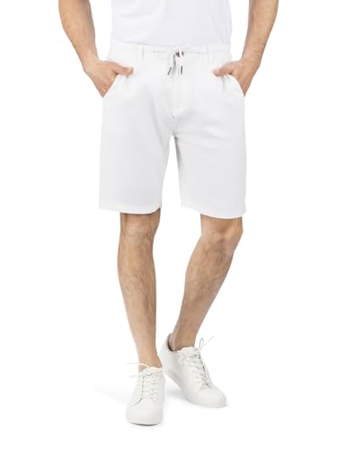 riverso Leinen Shorts Herren Regular Fit RIVOliver Kurze Hose Bermuda Shorts Leinenhose Knielang Sommer Einfarbig, Größe:4XL, Farbe:White von riverso