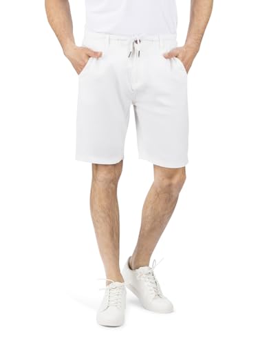 riverso Leinen Shorts Herren Regular Fit RIVOliver Kurze Hose Bermuda Shorts Leinenhose Knielang Sommer Einfarbig, Größe:5XL, Farbe:White von riverso