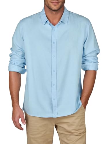 riverso Leinenhemd Herren Langarm Regular Fit RIVFabrizio Hemd Freizeithemd Sommerhemd Herrenhemd Einfarbig, Größe:L, Farbe:Bright Sky Blue riverso Leinenhemd Herren Langarm Regular Fit RIVFabrizio Hemd Freizeithemd Sommerhemd Herrenhemd Einfarbig, Größe:L, Farbe:Bright Sky Blue von riverso