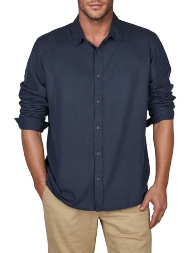 riverso Leinenhemd Herren Langarm Regular Fit RIVFabrizio Hemd Freizeithemd Sommerhemd Herrenhemd Einfarbig, Größe:XL, Farbe:Navy riverso Leinenhemd Herren Langarm Regular Fit RIVFabrizio Hemd Freizeithemd Sommerhemd Herrenhemd Einfarbig, Größe:XL, Farbe:Navy von riverso