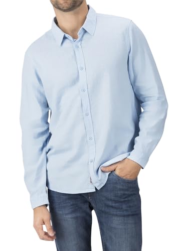 riverso Leinenhemd Herren RIVFabio Regular Fit Freizeithemd Businesshemd Herrenhemd Langarm Leinen Hemd Sommer Oberteil Basic Knopfleise Einfarbig, Größe:3XL, Farbe:Bright Sky Blue von riverso