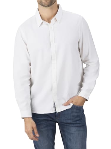 riverso Leinenhemd Herren RIVFabio Regular Fit Freizeithemd Businesshemd Herrenhemd Langarm Leinen Hemd Sommer Oberteil Basic Knopfleise Einfarbig, Größe:3XL, Farbe:White von riverso