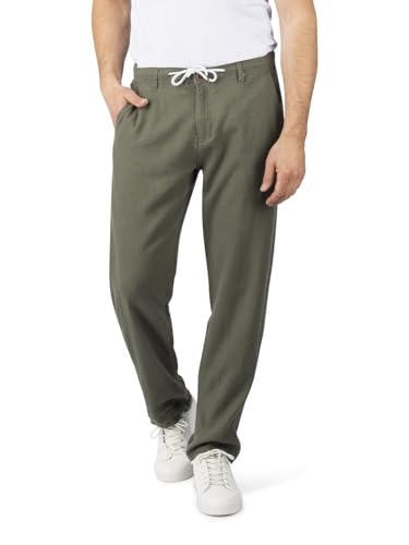 riverso Leinenhose Herren lang Regular Fit RIVMarco Sommerhose Freizeithose Einfarbig, Größe:M, Farbe:Ivy Olive von riverso