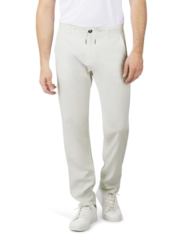 riverso Leinenhose Herren lang Regular Fit RIVMarco Sommerhose Freizeithose Einfarbig, Größe:L, Farbe:White von riverso
