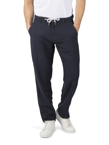 riverso Leinenhose Herren lang Regular Fit RIVMarco Sommerhose Freizeithose Einfarbig, Größe:M, Farbe:Navy von riverso