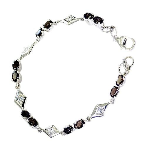 riyo Rauchquarz Modeschmuck Großhandel Silber Twist Armband l 7.5in sbrasqu-76008 von riyo