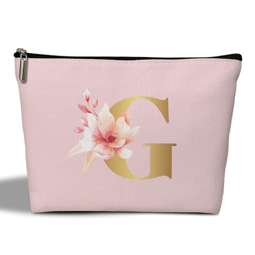 Kosmetiktasche für Damen, personalisierbar, für Jahrestag, Hochzeit, Geschenk für Braut, Brautjungfer, Mutter, Schwester, Tochter, Kosmetiktasche, Monogramm-Reißverschluss, Kulturbeutel, von rizotus