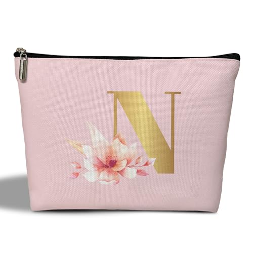 Kosmetiktasche für Damen, personalisierbar, für Jahrestag, Hochzeit, Geschenk für Braut, Brautjungfer, Mutter, Schwester, Tochter, Kosmetiktasche, Monogramm-Reißverschluss, Kulturbeutel, von rizotus