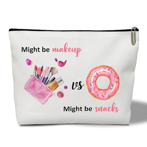 rizotus Make-up-Tasche für Frauen, inspirierendes Geschenk für sie, Frauen, Mädchen, Tochter, Ehefrau, Lehrer, Make-up-Tasche, Kosmetiktasche, Reisezubehör, Might Be Makeup Might Be Snacks-13 von rizotus