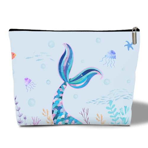 rizotus Make-up-Tasche für Frauen, inspirierendes Geschenk für sie, Frauen, Mädchen, Tochter, Ehefrau, Lehrer, Make-up-Tasche, Kosmetiktasche, Reisezubehör, Mermaid Ocean-27 von rizotus