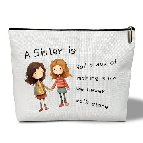 rizotus Make-up-Tasche für Frauen, inspirierendes Geschenk für sie, Frauen, Mädchen, Tochter, Ehefrau, Lehrer, Make-up-Tasche, Kosmetiktasche, Reisezubehör, A Sister is God's Way of Making Sure We von rizotus